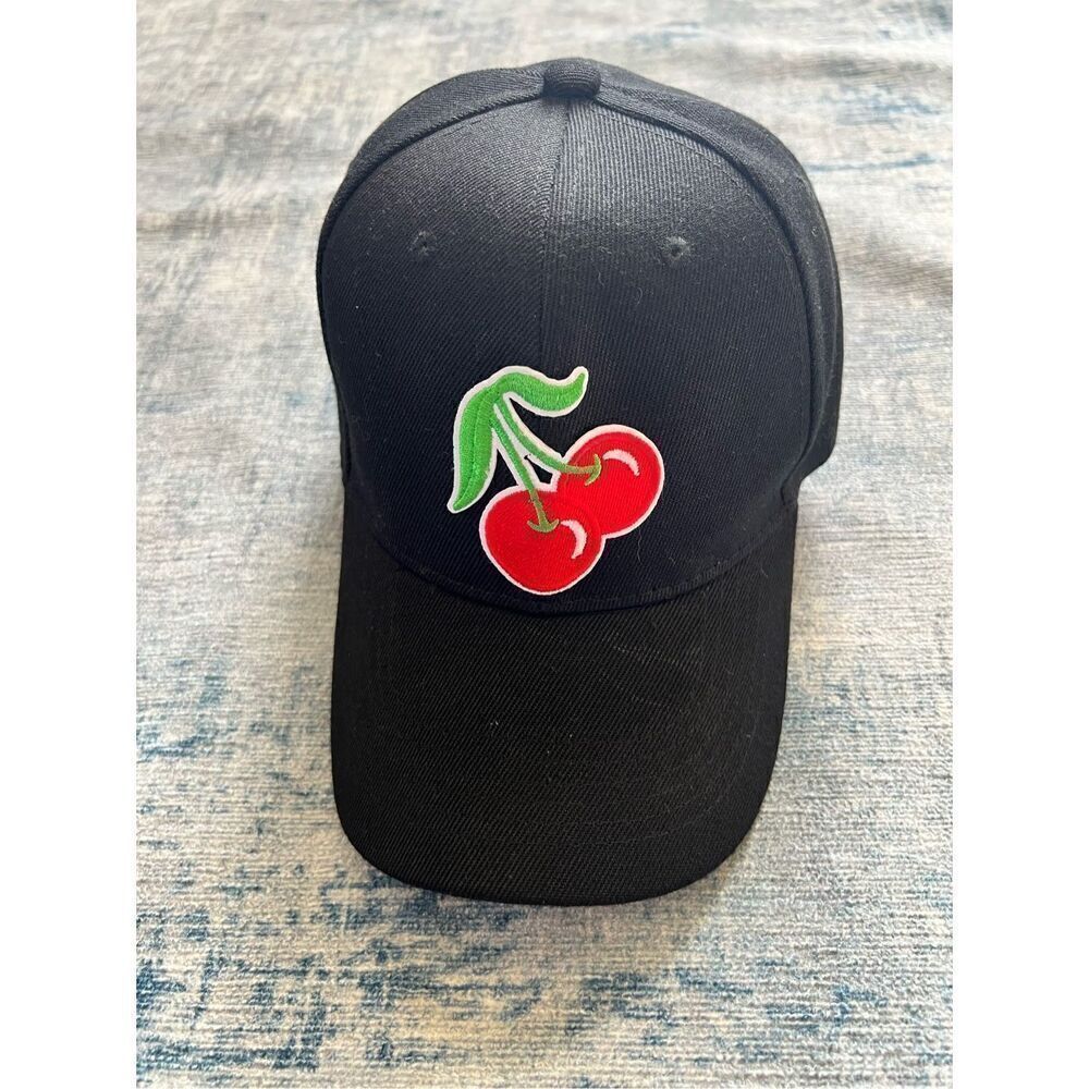 Black Red Green Cherry Baseball Hat One Size